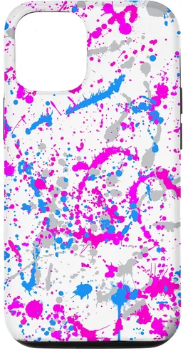 Vista 28 de iPhone 16 Rosa + Azul + Gris Blanco Patrón de salpicaduras de pintura