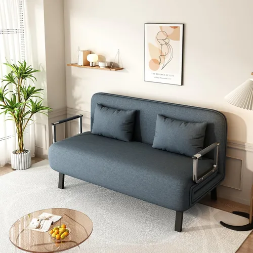 Vista 10 de BOJATU - Silla convertible de 39.4 pulgadas, sofá cama de tres pliegues con respaldo ajustable, diván de ocio con marco de acero resistente