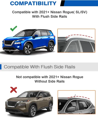 Vista 10 de Wonderdriver Barras Transversales de Techo Bloqueables 260lb Compatibles con Nissan Rogue 2021-2026 (con Rieles de Techo Empotrados), Rieles