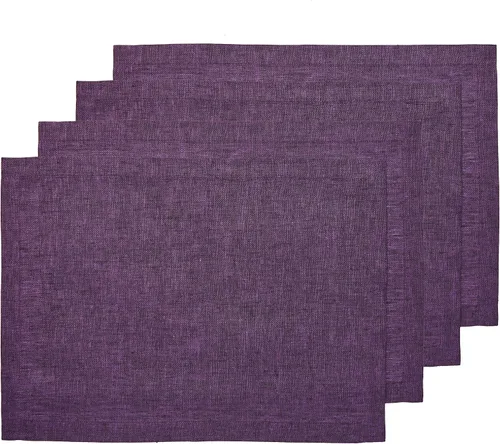 Vista 23 de Solino Home Athena - Juego de 4 manteles individuales cuadrados de lino natural claro de 14 x 14 pulgadas, manteles individuales 100 % lino puro