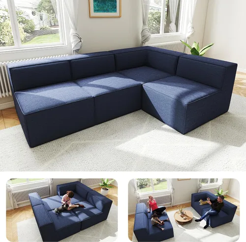 Vista 32 de Sofá Seccional Modular de 38", Juego de Asientos de Sofá Convertible en Cubo Comprimido, Combina Forma de L y Forma de U, Ensamblaje Fácil, Ahorro