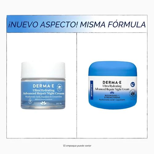 Vista 4 de DERMA E Crema hidratante de noche – Hidratante facial durante la noche con ácido hialurónico y té verde antienvejecimiento para suavizar y nutrir, 2