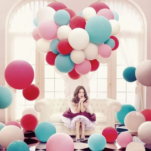 Vista 8 de IN-JOOYAA Globos redondos grandes de 36 pulgadas, paquete de 5 globos de látex gigantes de color rosa intenso para decoraciones de fiestas