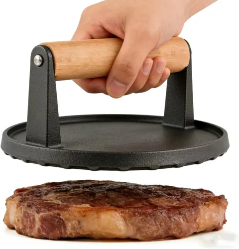 Vista 2 de Prensa de hamburguesa de hierro fundido, prensa de parrilla