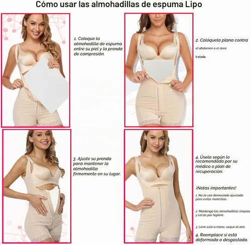 Vista 6 de Paquete de 5 almohadillas de espuma Lipo para postcirugía, tabla abdominal, cirugía de liposucción, aplanamiento, prendas de compresión abdominal