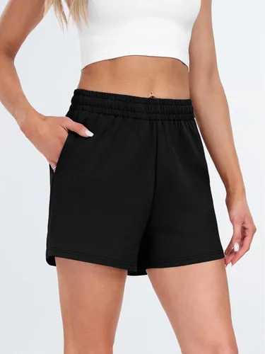 Vista 3 de AUTOMET Pantalones cortos deportivos para mujer, estilo casual, con cordón, cómodos, elásticos, de cintura alta, con bolsillos