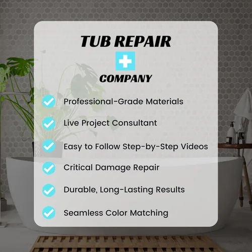 Vista 5 de Kit de reparación de bañera para grietas en el piso con color a juego, kit de reparación de fibra de vidrio resistente, reparaciones sin costuras