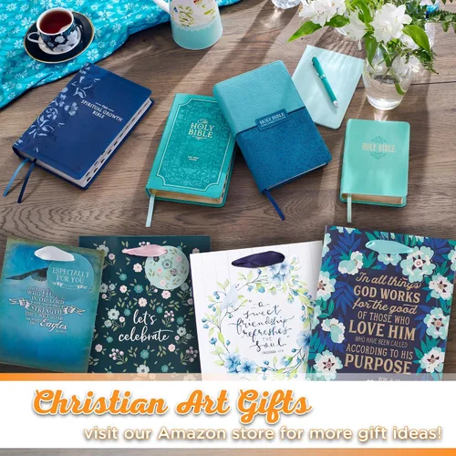 Vista 7 de Christian Art Gifts Juego de bolsa de regalo de retrato y papel de seda para mujer con las Escrituras y etiqueta de regalo, Let's Celebrate - God is