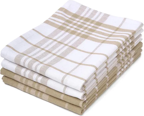 Vista 9 de Encasa XO Toallas de cocina, paños multiusos de 28 x 18 pulgadas, color beige, sin rizo + rizo Beige Non Terry + Terry