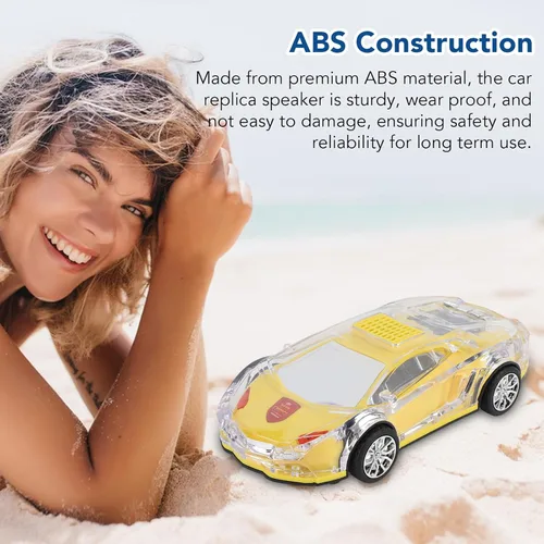 Vista 6 de Yoidesu Altavoz Bluetooth para coche, estilo retro con luces LED, 8.7 pulgadas USB recargable, amarillo