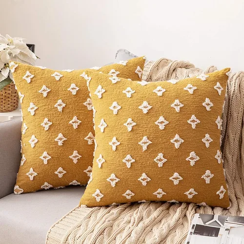 Vista 8 de MIULEE Juego de 2 fundas de almohada decorativas de jacquard rómbico, funda de cojín cuadrada suave para sofá, cama, dormitorio, sala de estar, 16 x