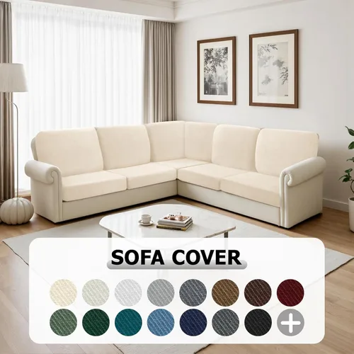 Vista 7 de Arfntevss - Fundas para sofá modular en forma de L de 5 asientos, fundas elásticas ajustadas para cojín de sofá de esquina para perros, protector