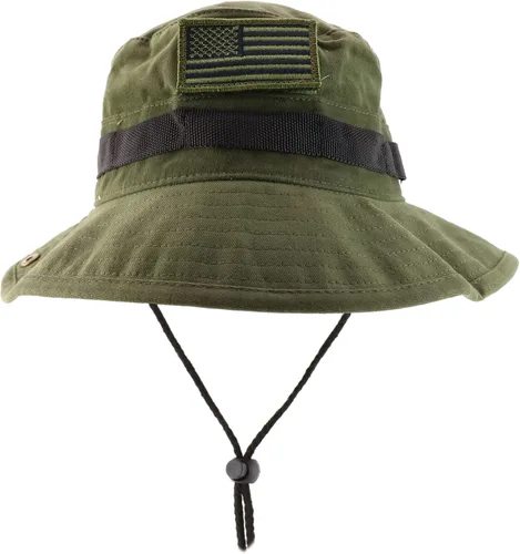 Vista 2 de Armycrew Gorra de estilo Boonie Jungle de tamaño grande con parche de bandera estadounidense