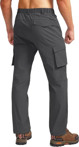 Vista 3 de Pudolla Mens Hiking Cargo Pants Outdoo Work Pants for Men UPF50+ with Zipper Pockets