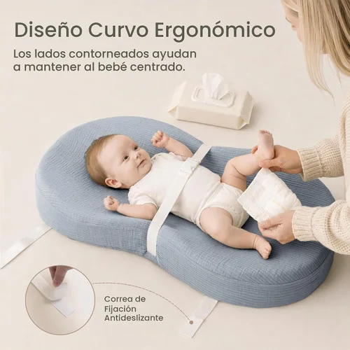Vista 2 de Konssy Cambiador de muselina con espuma de forro impermeable, incluye 2 unidades de funda suave y de algodón, cambiador de pañales para bebé