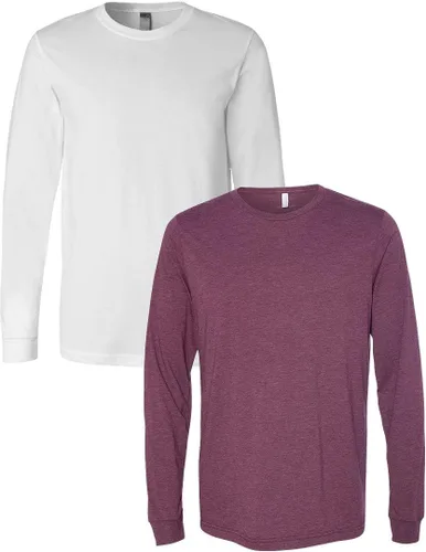 Vista 76 de Canvas Filmore 3501 - Camiseta de 4.2 onzas para hombre manga larga (1) Ceniza + (1) Jaspeado atlético