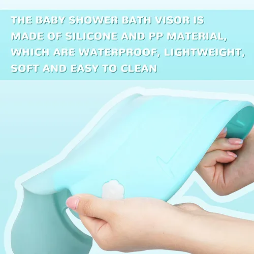 Vista 4 de Gorro de ducha de bebé, protección de silicona, suave y ajustable, gorra de baño para protector de cabeza, ojos y oídos, champú para niños pequeños