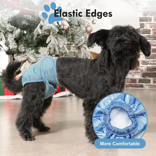 Vista 7 de JoyDaog Pañales para perras para perros pequeños, paquete de 4, reutilizables, lavables, de primera calidad, para cachorros, para calor