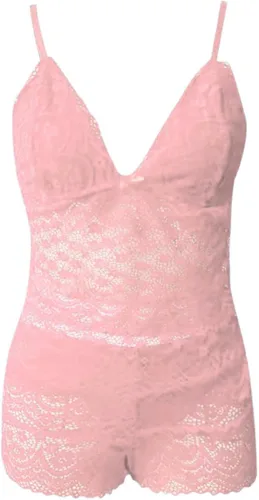 Vista 3 de Conjunto de brasier y bragas de lencería sexy para mujer, body de encaje transparente, pijama floral para sexo y juego travieso