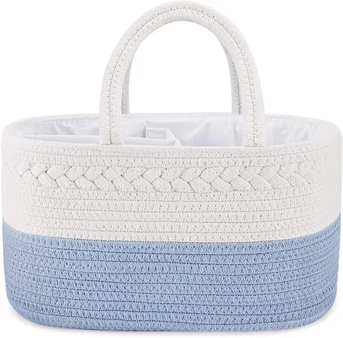 Vista 12 de ABenkle Organizador de Pañales - Cesta de Almacenamiento de Cuerda de Algodón para Artículos Esenciales del Bebé, Regalo de Baby Shower para Niños
