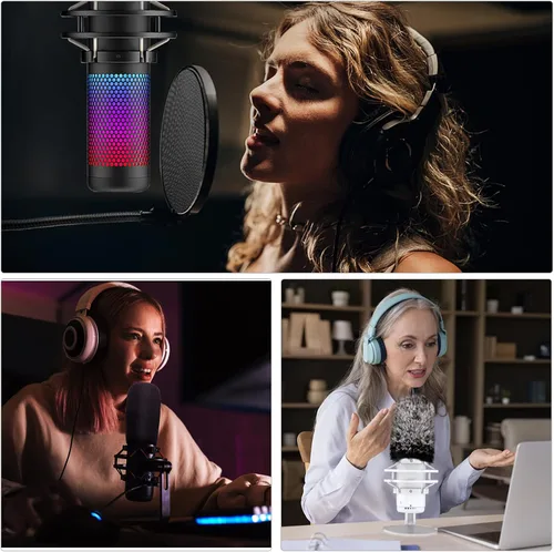 Vista 7 de ChromLives - Filtro Pop Pop para Hyperx Quadcast, 3 en 1, Quadcast S Mic Pop + Parabrisas peludo + cubierta de micrófono de espuma para micrófono