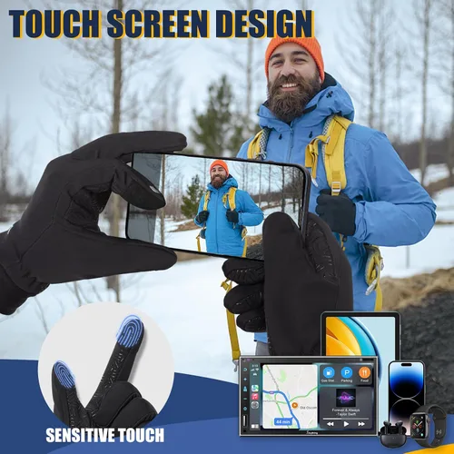 Vista 3 de Pixel Panda Guantes de invierno para hombres y mujeres, guantes cálidos para pantalla táctil para clima frío, delgados, resistentes al agua