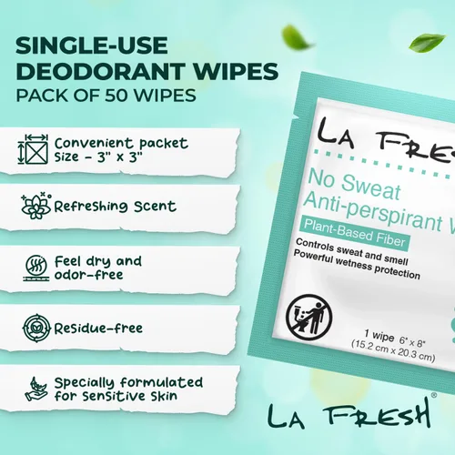 Vista 2 de La Fresh Travel Lite - Toallitas antitranspirantes unisex, caja de regalo, 48 unidades 50 Individually Wrapped Deodorant Wipes with Aluminum