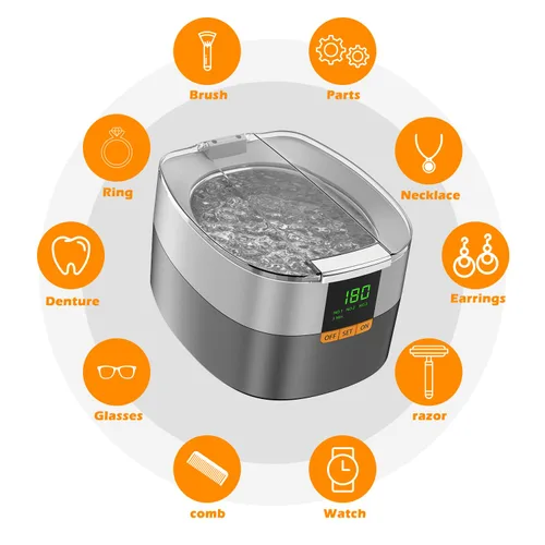 Vista 3 de KECOOLKE Máquina de limpieza ultrasónica de joyas, limpiador sónico de 25.4 fl oz con temporizador digital para anteojos, anillos, plata, solución