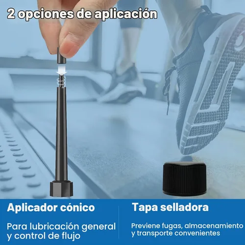 Vista 4 de Lubricante de cinta de correr para la banda, lubricante de cinta de correr 100% de silicona, kit de lubricante de cinta de correr, con tapa de rosca