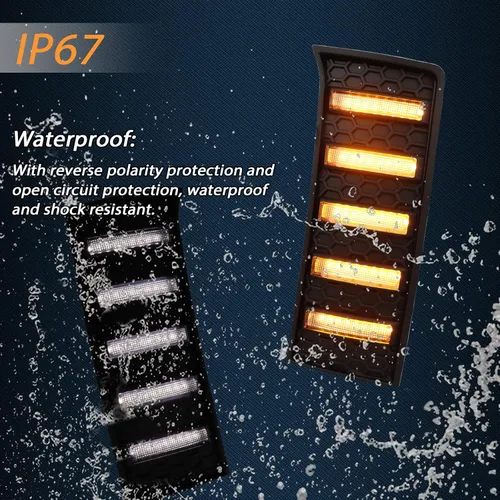 Vista 5 de Switchback - Lámpara LED antiniebla frontal color blanco/ámbar secuencial para correr durante el día, luz de parachoques LED, función de señal