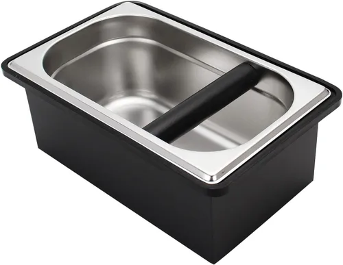 Vista 10 de DIBTSA Caja de café expreso, recipiente de acero inoxidable para discos de café, con soporte de acero y anillo de goma de reducción de ruido