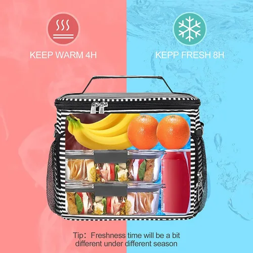 Vista 5 de MAXBA Bolsa de almuerzo reutilizable aislada para adultos, mujeres/hombres, oficina, picnic, senderismo, playa, lonchera – organizador a prueba