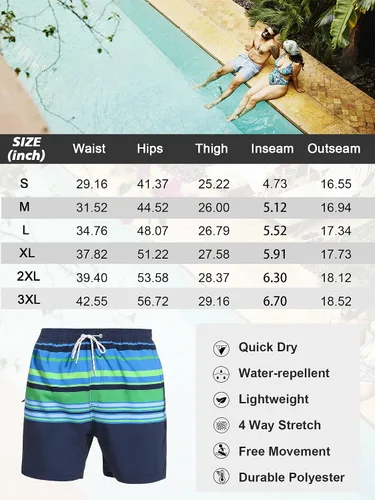 Vista 8 de SILKWORLD Quick Dry Mens Swimming Trunks with Compression Liner Bathing Suit Swim Shorts with Zip Pockets