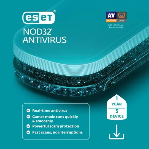 Vista 9 de ESET NOD32 Antivirus 2025 Edition 1 Device 1 Year Antivirus Software Gamer Mode Small System Footprint Digital Download [PC/Mac]