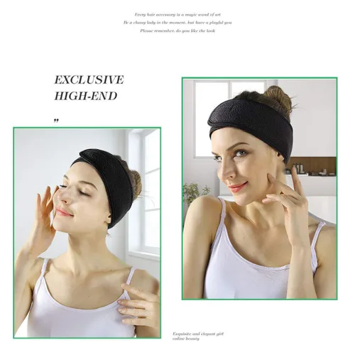 Vista 6 de LADES Diadema facial de spa para mujer, tela de rizo suave con gancho y bucle ajustables, ajuste cómodo y seguro para cuidado de la piel
