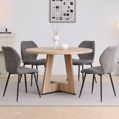 Vista 15 de Juego de mesa de comedor redonda para 4, mesa de cocina y sillas