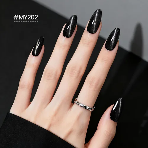 Vista 3 de OpenLive - Esmalte de uñas de ojo de gato negro, 16.5 ml de esmalte de uñas de purpurina reflectante de secado rápido con barra magnética