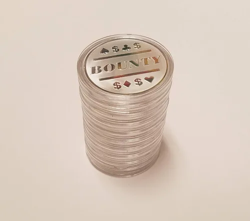 Vista 4 de 10 fichas de póquer de recompensas recubiertas plateadas para torneos de recompensas/protector de tarjeta