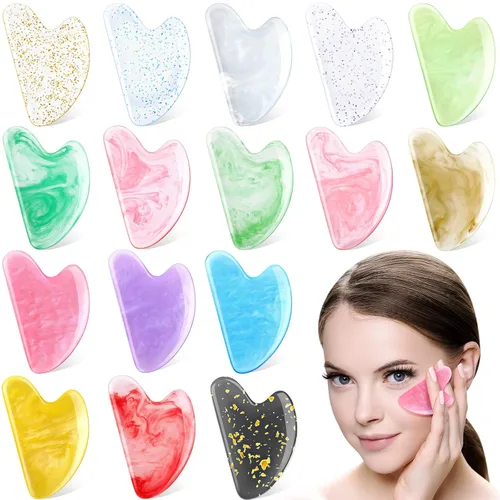Vista 8 de Sherr 16 herramientas faciales Gua Sha Stone Gua Sha, herramientas de masaje facial, masajeador facial para cuerpo, spa, acupuntura, aliviar