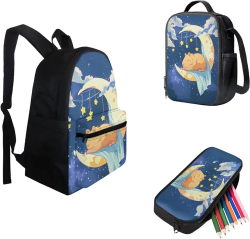 Vista 191 de FOR U DESIGNS Fuego baloncesto impreso niños escuela mochilas viaje mochila libro bolsa