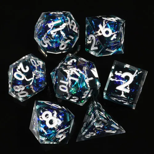 Vista 38 de Mini Planet RPG DND - Juego de mesa poliédrico de resina de borde afilado de Dungeons and Dragons, hecho a mano, 7 piezas (dinosaurio 3D)