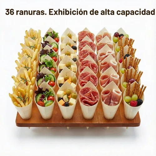Vista 5 de Relaxing Garden Soporte de madera para cono de alimentos, 36 ranuras, 100
