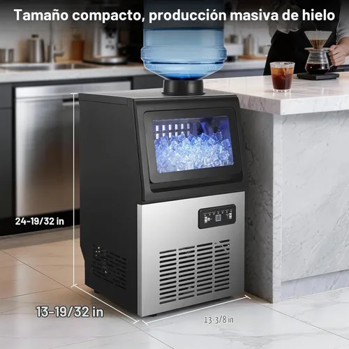 Vista 4 de Máquina de hielo comercial de 90 libras, almacenamiento de 18