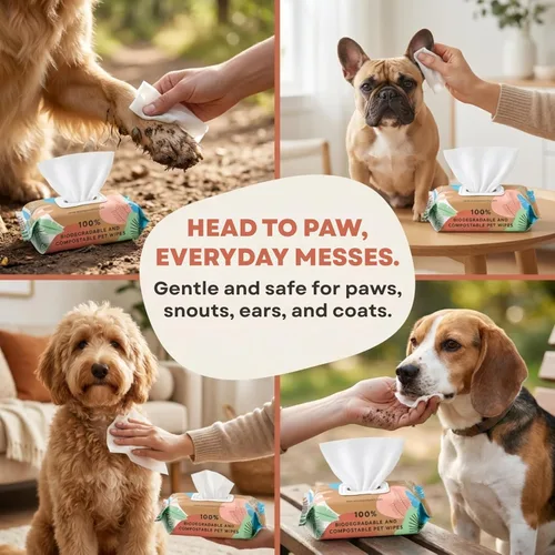 Vista 2 de Eco Wave Toallitas de aseo para perros y gatos, sin perfume