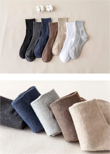 Vista 6 de Calcetines acolchados de algodón para hombre, calcetines suaves y finos de algodón para hombre, calcetines por encima del tobillo, 7 pares