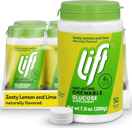 Vista 16 de Lift Glucosa, tabletas energéticas masticables de glucosa de acción rápida, arándano, tarro de 50 unidades (paquete de 1) Chewable glucose tablets