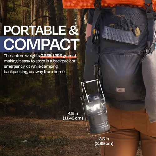 Vista 7 de Linterna de camping recargable, paquete de 2 – Linterna LED para campamento alimentada por batería, linterna solar impermeable para emergencias