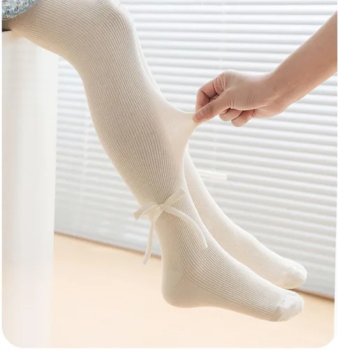 Vista 19 de Medias de punto trenzado para bebé niña con lazo sin costuras, mallas de algodón para bebés