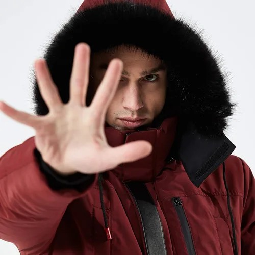 Vista 4 de WEEN CHARM - Chaqueta tipo parka para hombre con capucha desmontable y ribete de piel sintética.