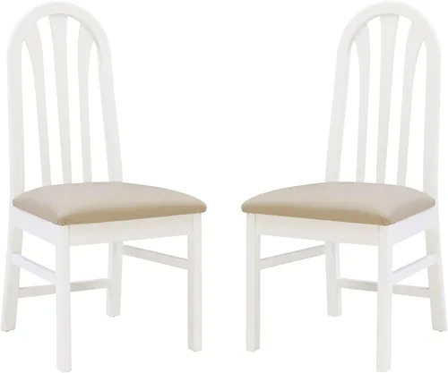 Vista 20 de Linon Kennerli - Juego de 2 sillas de comedor con asiento tapizado de piel sintética, color marrón